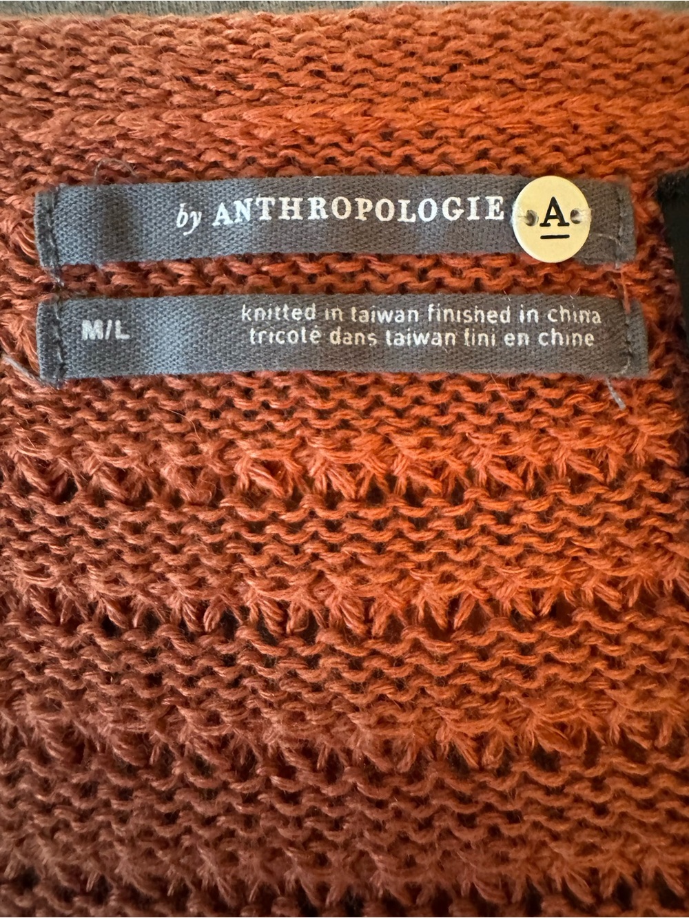 Anthropologie Rust Color Dolman Poncho Sweater Size M/L - Picture 4 of 6